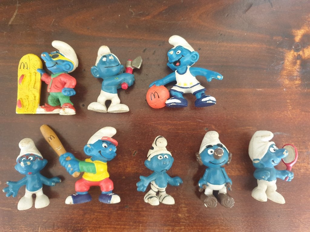 Vintage SMURFEN - 8 stuks - Schleich / Peyo, Verzamelen, Smurfen, Ophalen of Verzenden, Gebruikt, Verschillende Smurfen, Poppetje, Figuurtje of Knuffel