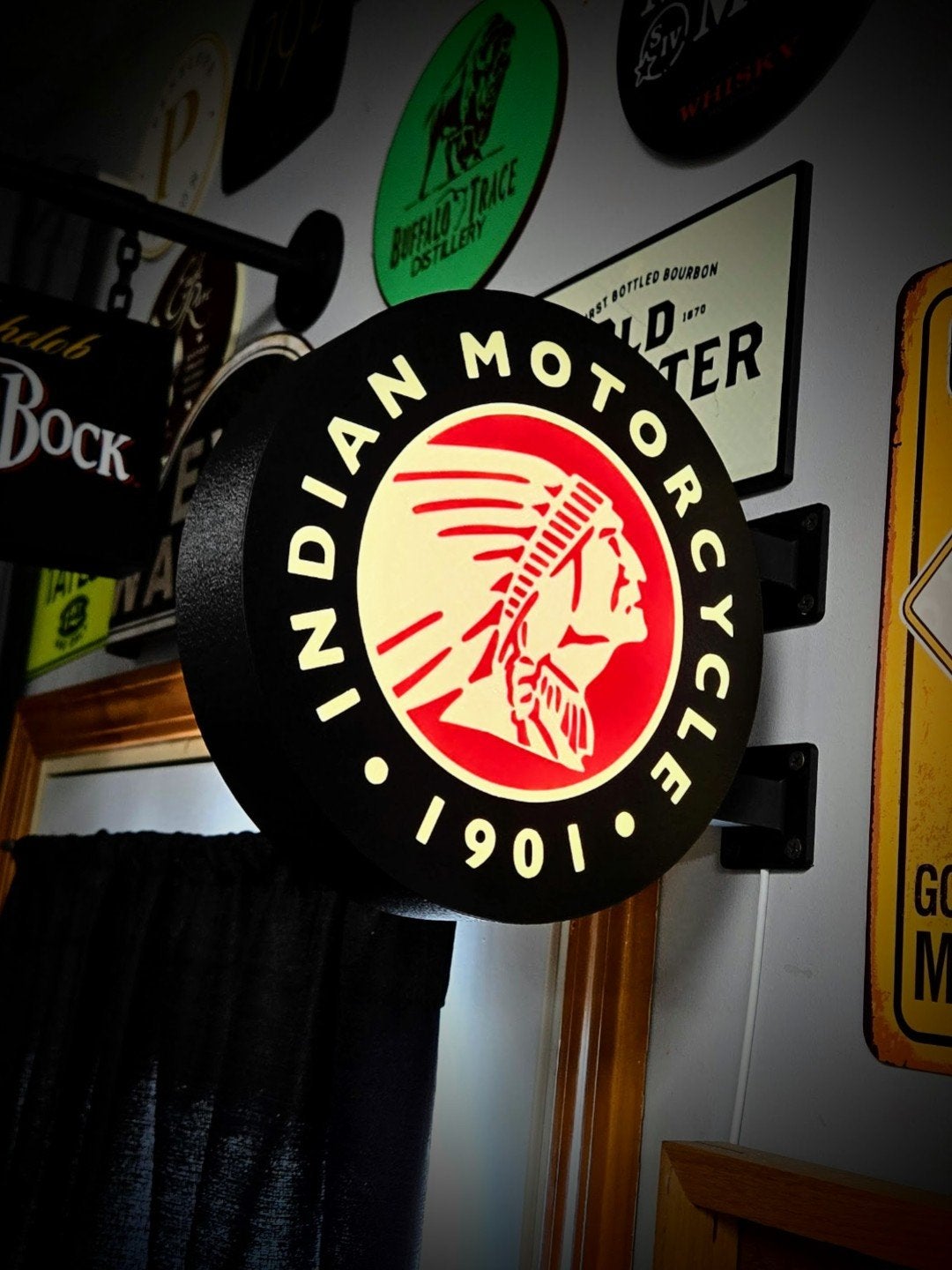 Indian Motorcycle Lightbox, Verzamelen, Ophalen of Verzenden, Reclamebord