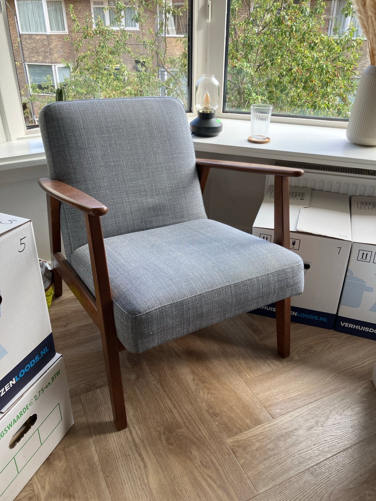 Ikea Ekenäset vintage-look stoel - grijs gemeleerd, Ophalen, Gebruikt, Hout, Eén