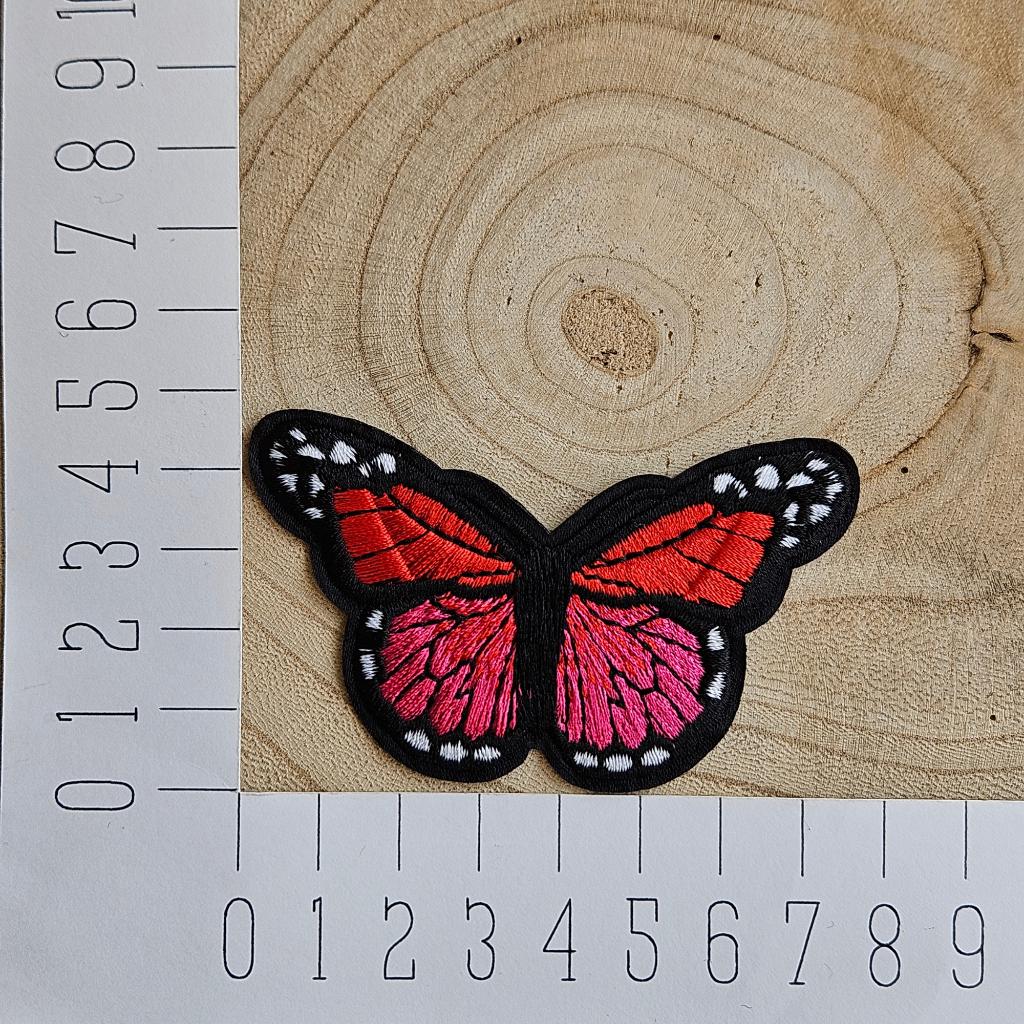 Strijk embleem applicatie Patch Vlinder rood / roze, D, Nieuw, Ophalen of Verzenden, D