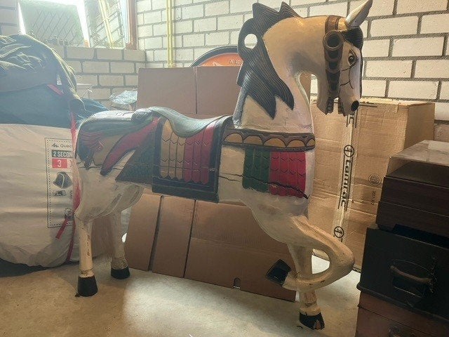 Brocante houten paard kermismodel mooie gebruikte staat., Ophalen
