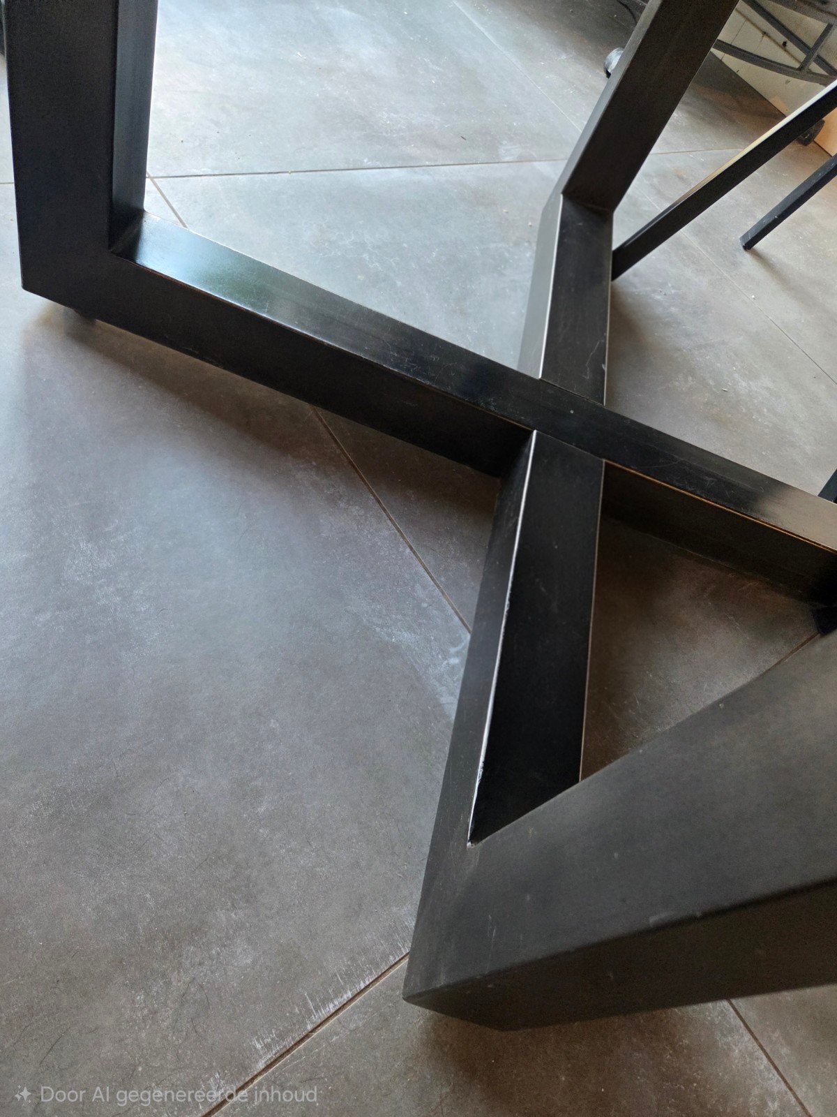 Ronde eettafel mangohout met metalen onderstel, 100 tot 150 cm, Rond, Zo goed als nieuw, Vijf personen of meer