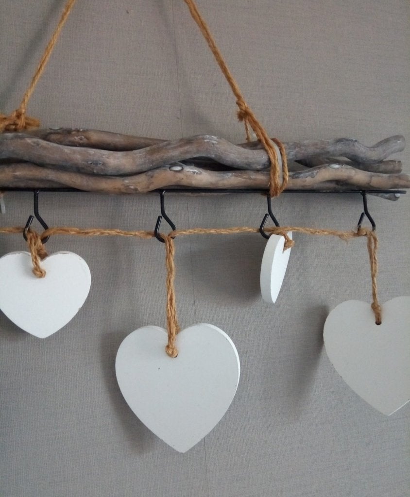 Decoratie takken met houten harten, Ophalen, Zo goed als nieuw