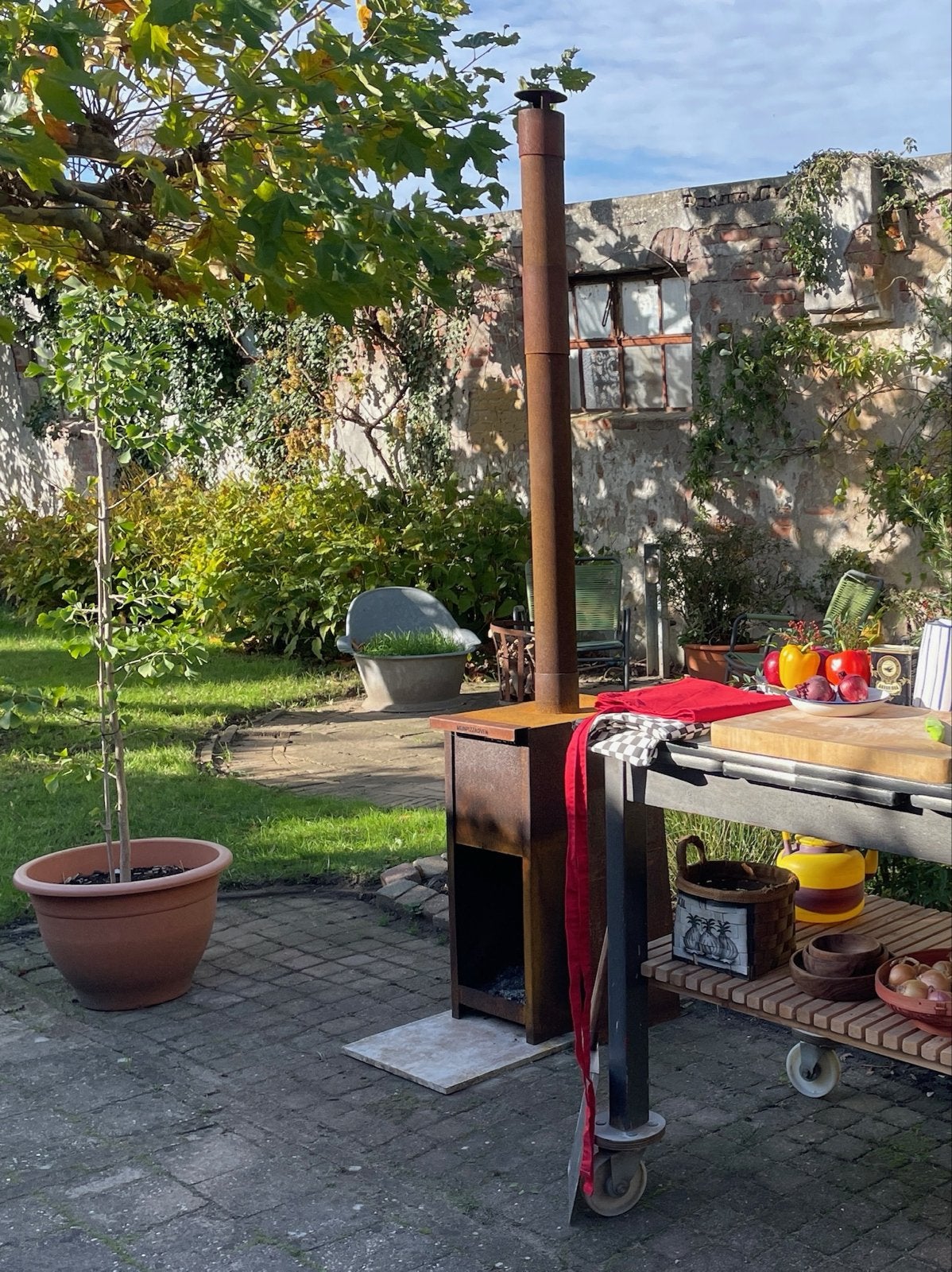 Complete pizzaoven set met schep, schaaltjes en kookboekje, Tuin en Terras, Pizzaovens, Ophalen, Gebruikt