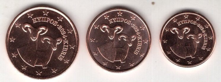 1, 2 en 5 Eurocent Cyprus 2024 - UNC, Postzegels en Munten, Munten | Europa | Euromunten, Verzenden, Cyprus, Overige waardes, Setje