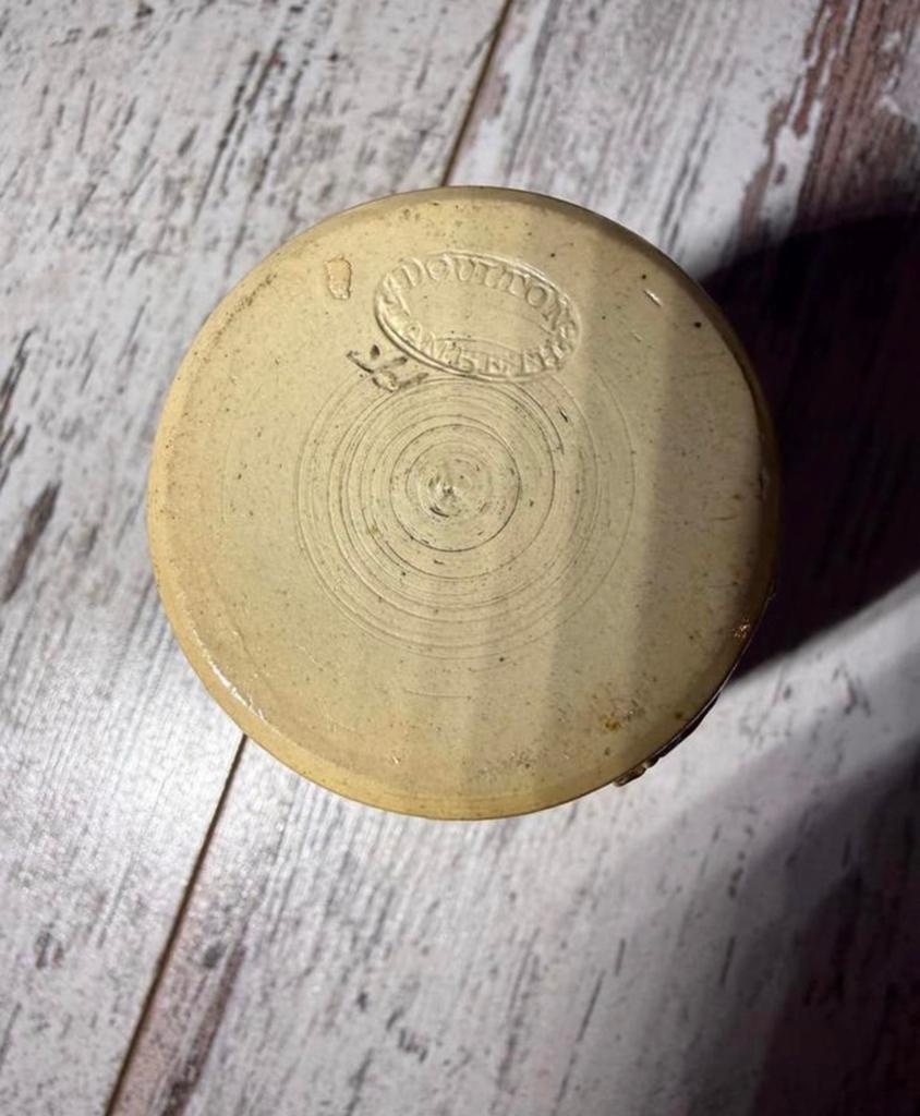 Antieke Doulton beker met zilveren rand en reliëf, Ophalen of Verzenden