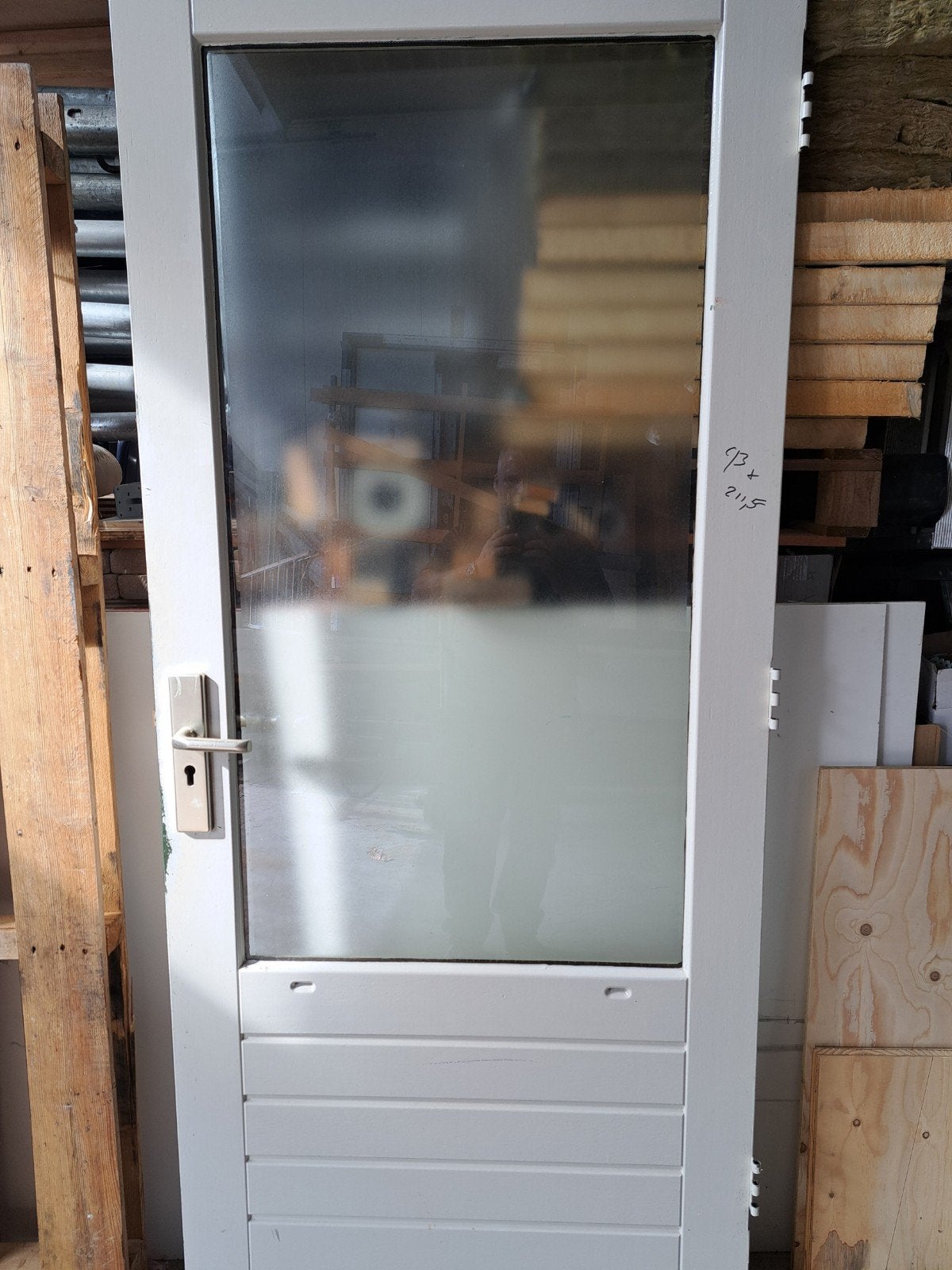 Schuurdeur met dubbel glas 930x2115 met slot, Gebruikt, 80 tot 100 cm, 215 cm of meer, Ophalen of Verzenden