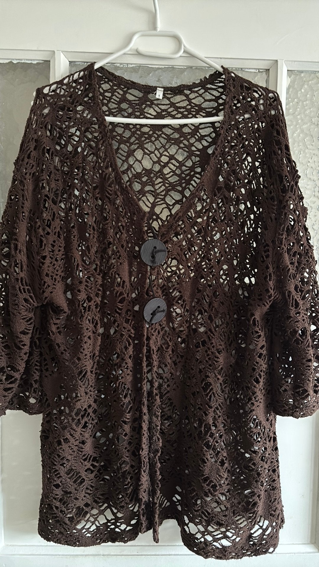 Opengewerkt vest, Kleding | Dames, Grote Maten, Ophalen of Verzenden, Zo goed als nieuw, Bruin, Trui of Vest