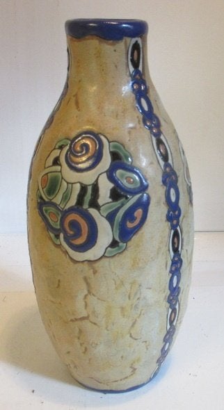 art deco Boch Keramis Catteau Gres vaas strakke bloemen, Verzenden