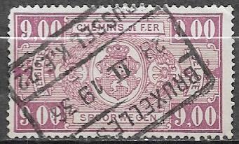BELGIË 9,00 Fr. Spoorwegzegel - Rijkswapen in ovaal - 1927, Verzenden, Gestempeld, Treinen