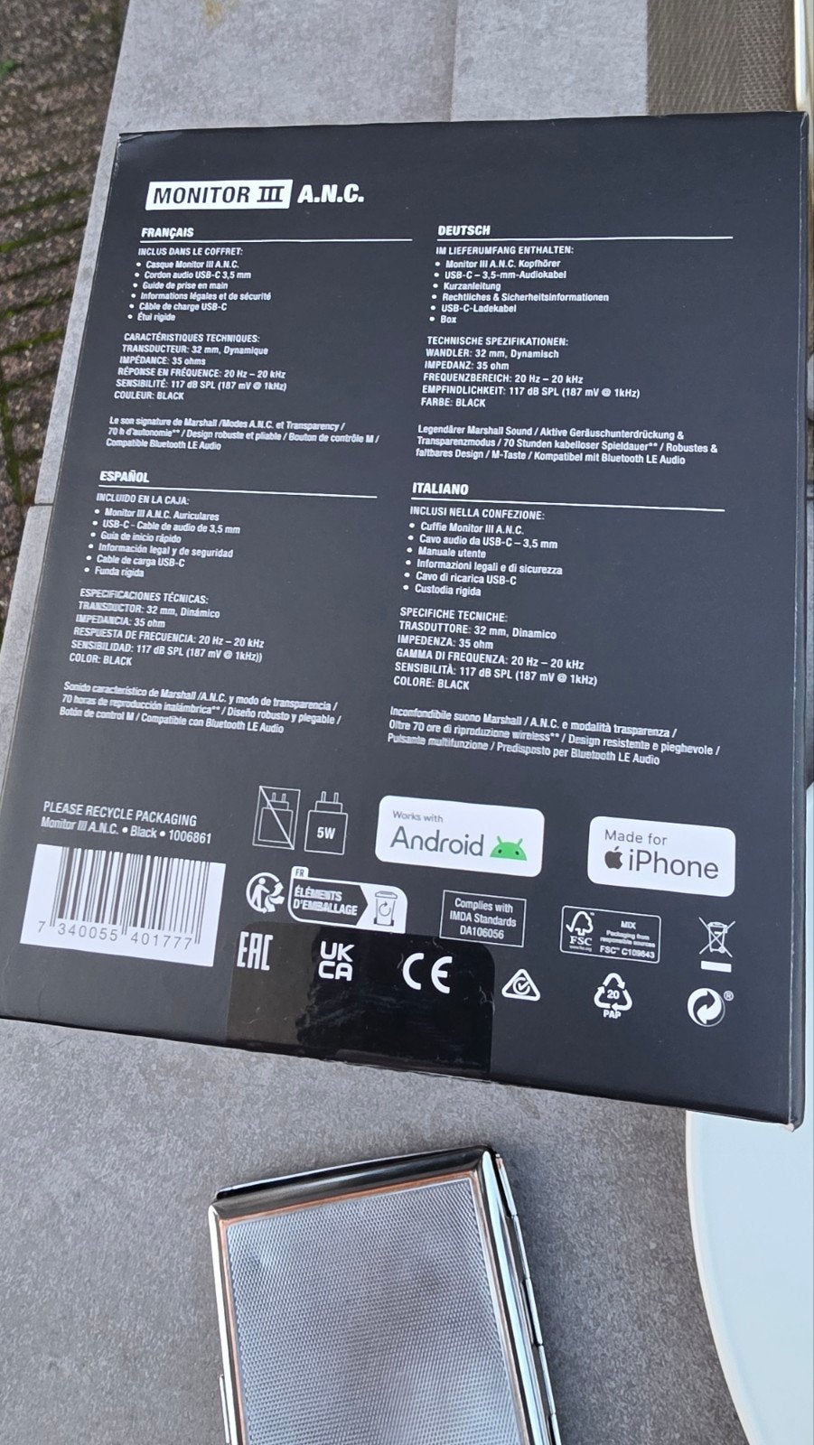 Marshall Monitor III A.N.C. Koptelefoon - Zwart, Ophalen, Zo goed als nieuw, Marshall, Over-ear
