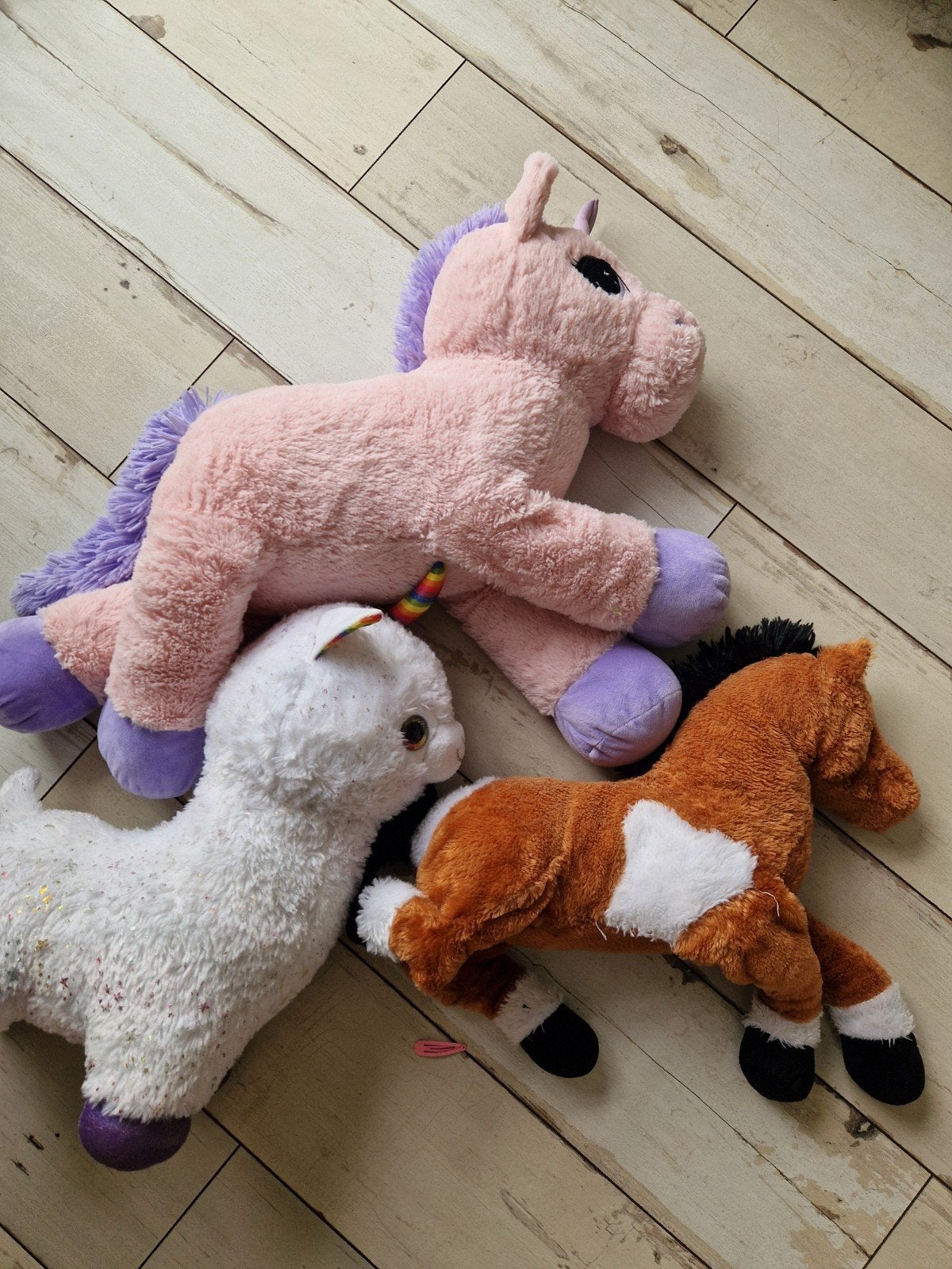 Grote knuffels 43-50 cm: Eenhoorn / unicorn, Lama en Paard, Gebruikt, Eenhoorn, Ophalen of Verzenden, Middelgroot (20 tot 80 cm)