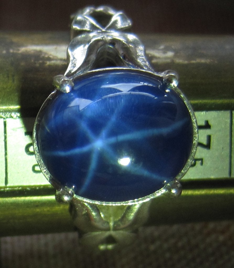 Stersaffier 5 karaat design zilver 925 ring, Ophalen, Blauw, Zo goed als nieuw, 17 tot 18