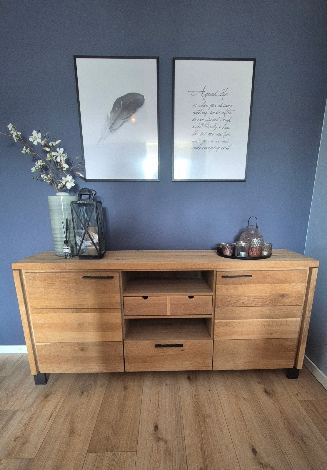 Eikenhouten dressoir Henders en Hazel, Ophalen, Met plank(en), Gebruikt, 150 tot 200 cm