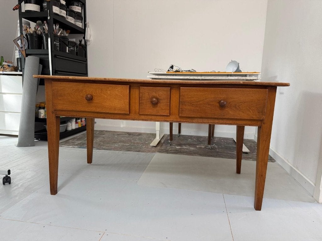 houten tafel met 3 lades, Ophalen, 50 – 75, Gebruikt, 100 tot 150 cm