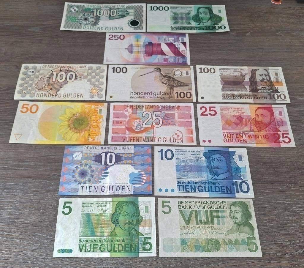 Complete verzameling guldenbiljetten 5 t/m 1000 gulden, Postzegels en Munten, Bankbiljetten | Nederland, Ophalen of Verzenden