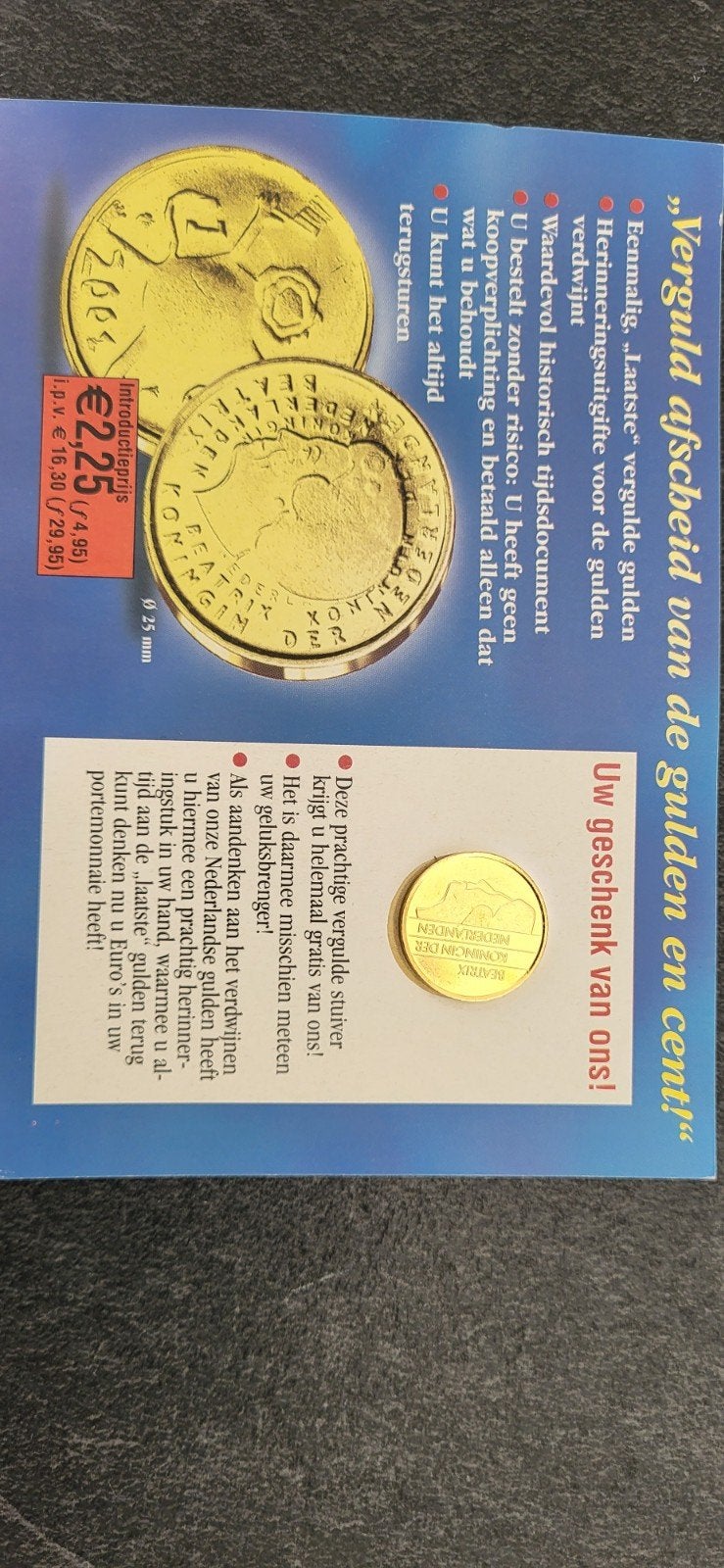 Vergulde stuiver - Laatste afscheid, Postzegels en Munten, 1 gulden, Setje, Koningin Beatrix, Goud