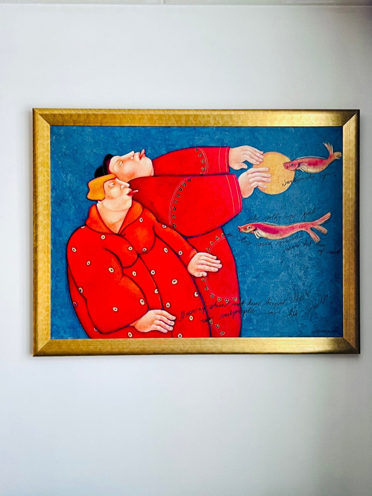 Schilderij van Ada Breedveld “Sardien”, 80110 cm,, Handgeschilderd, Ophalen of Verzenden, Textiel, Figuren