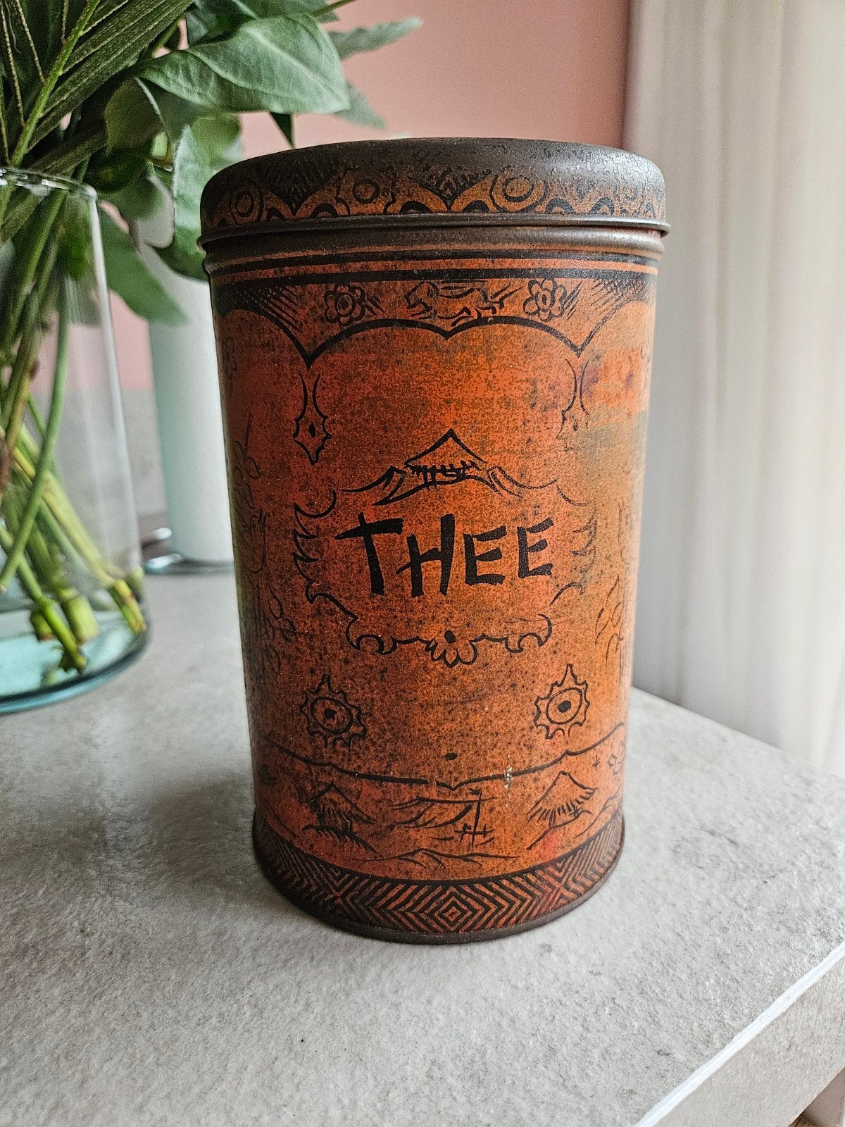 Vintage theebus met Oosters decor - Oranje/Zwart, Ophalen