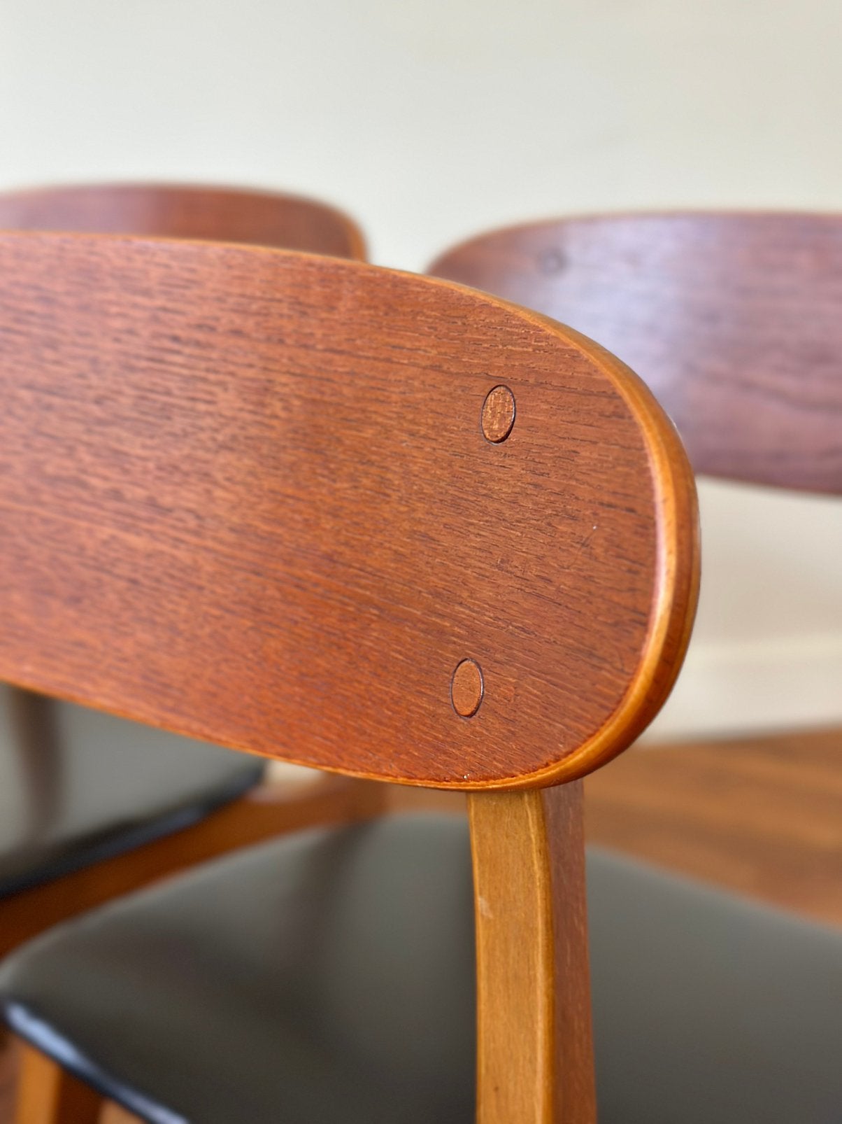 Set 6 vintage deense stoelen zwart teak hout jaren 50/60/70, Huis en Inrichting, Ophalen, Gebruikt, Zwart, Deens vintage