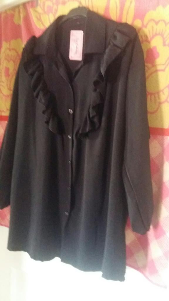 Nieuw zwarte roezel blouse t/m 46, Ophalen of Verzenden, Nieuw, Maat 46/48 (XL) of groter, Zwart