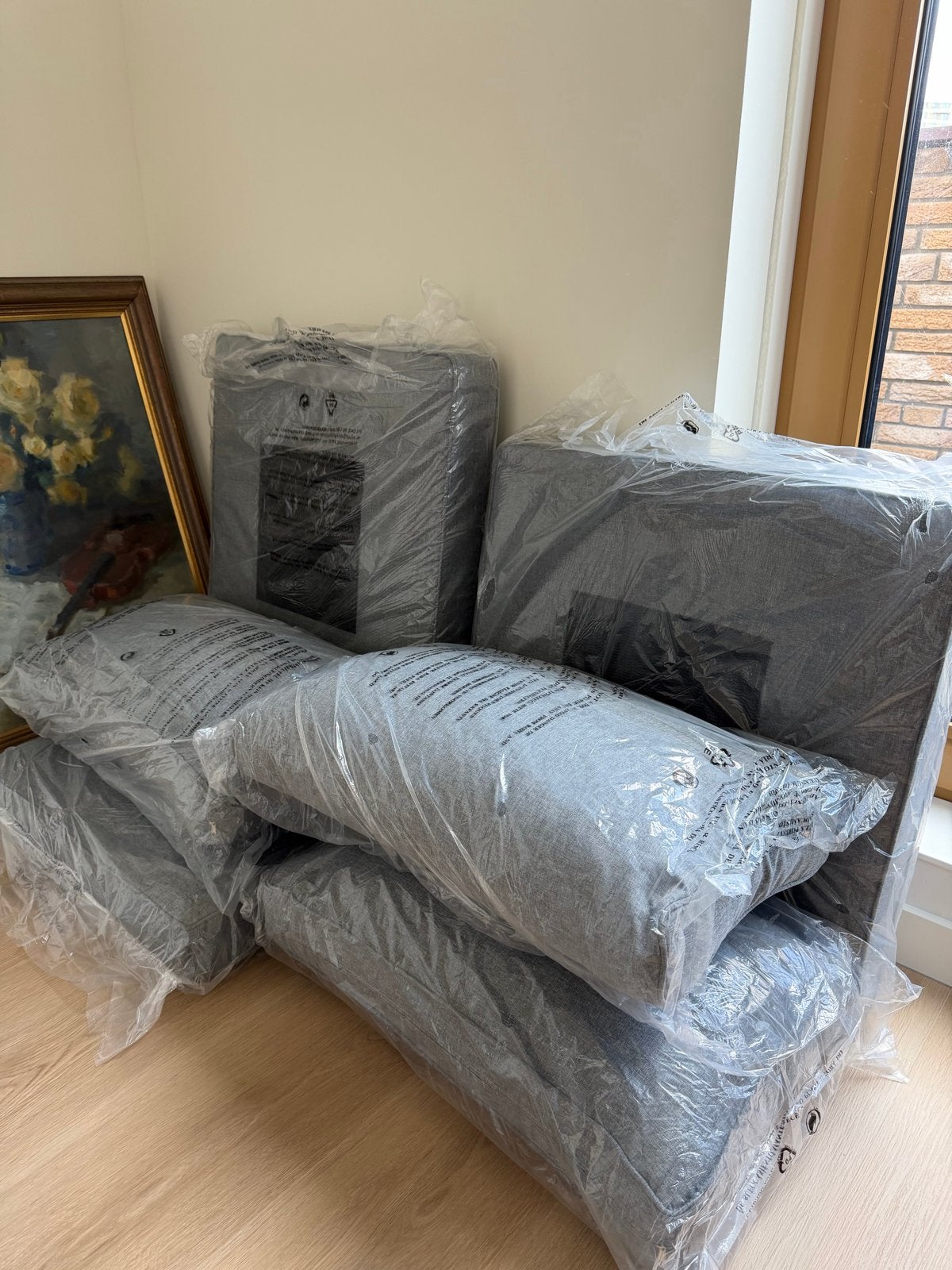 3x Nieuwe rug- en zitkussens voor loungeset – Grijs, Ophalen, Nieuw, Loungeset