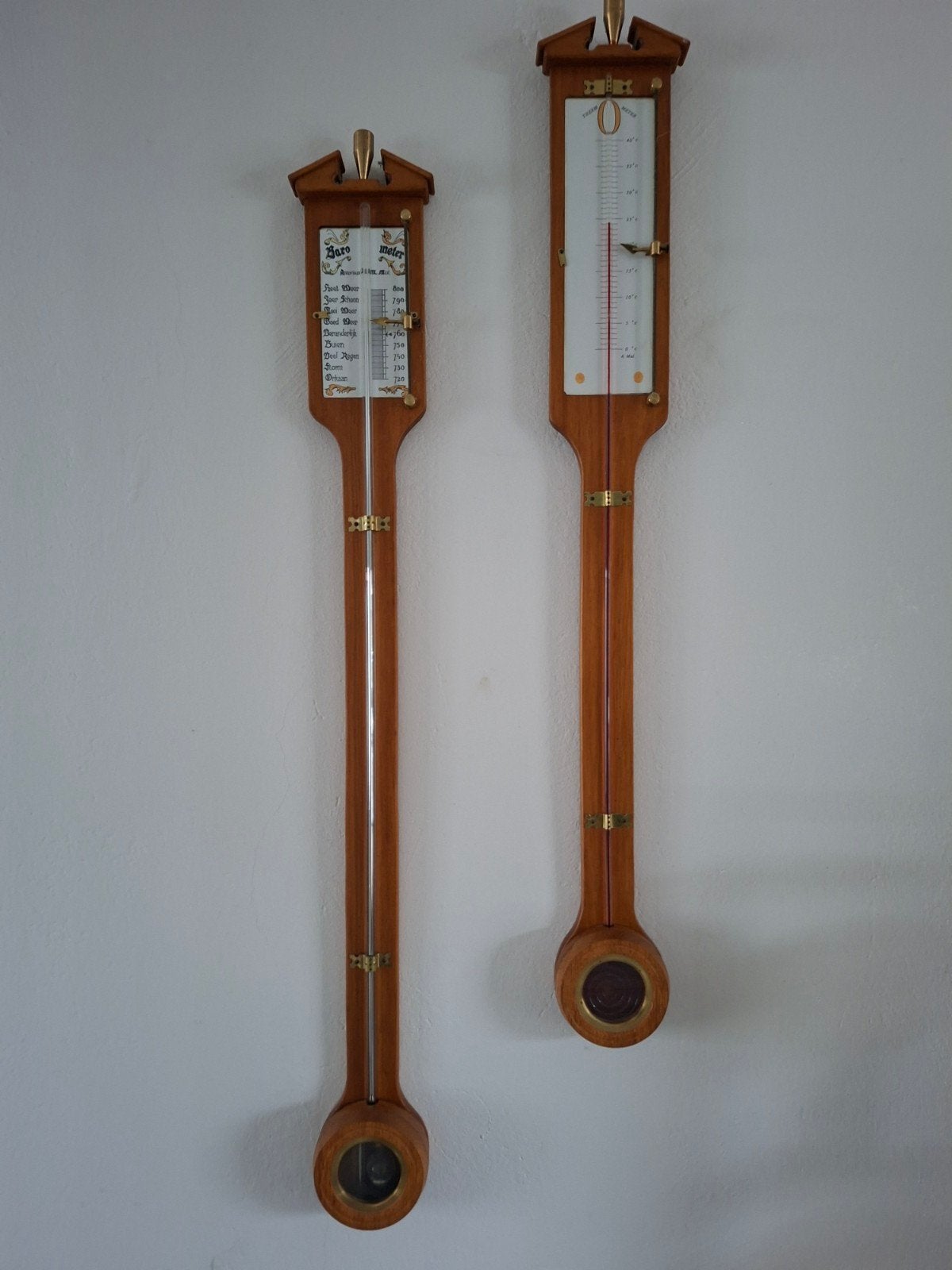 Barometer en thermometer, Ophalen, Nieuw, Bruin
