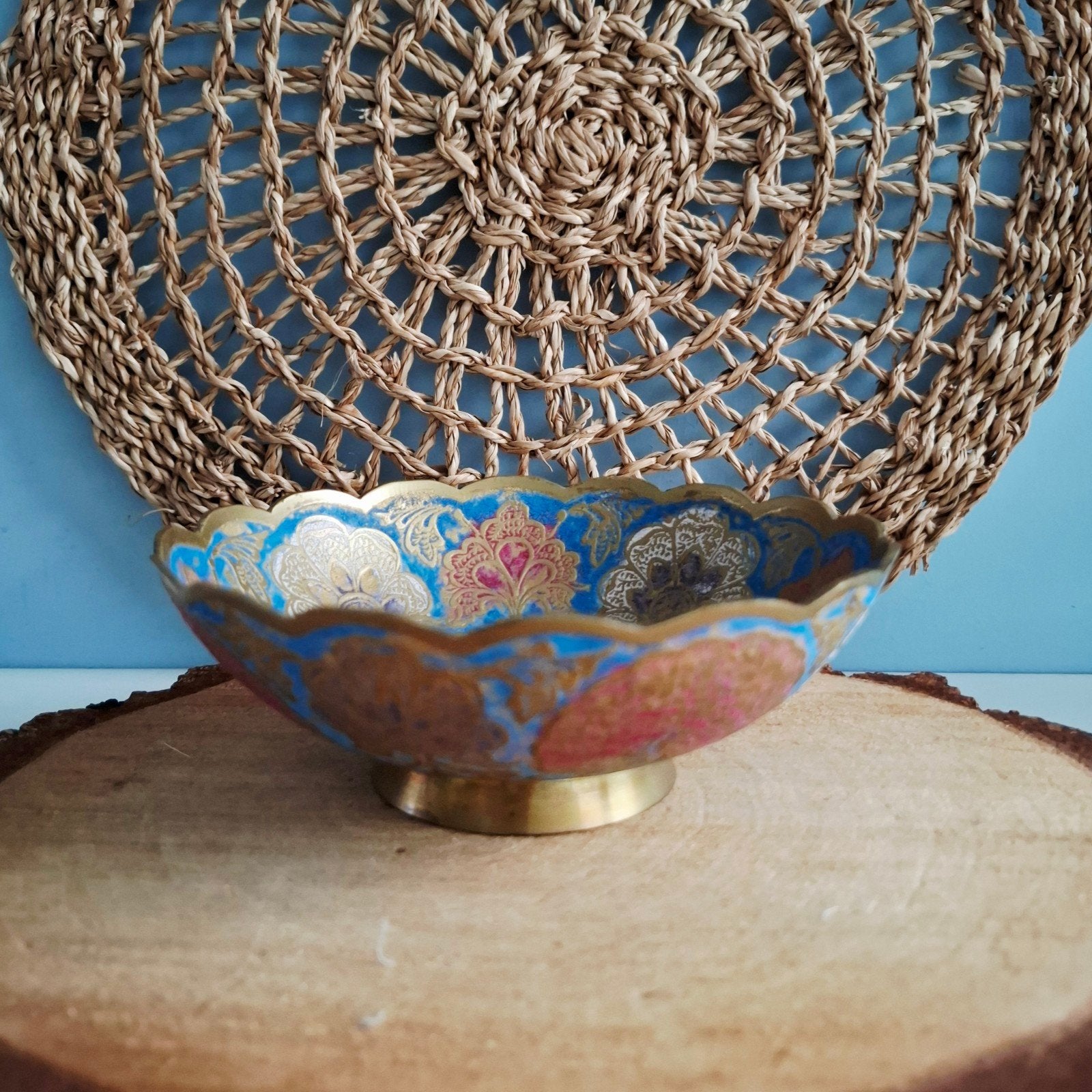 Prachtig messing schaaltje - cloisonné-stijl, Ophalen of Verzenden