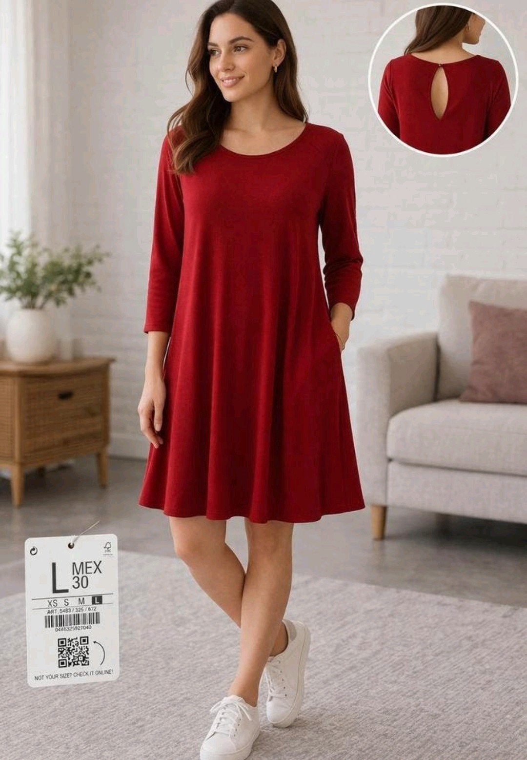 Bershka jurk maat L nieuw, Maat 42/44 (L), Nieuw, Knielengte, Rood