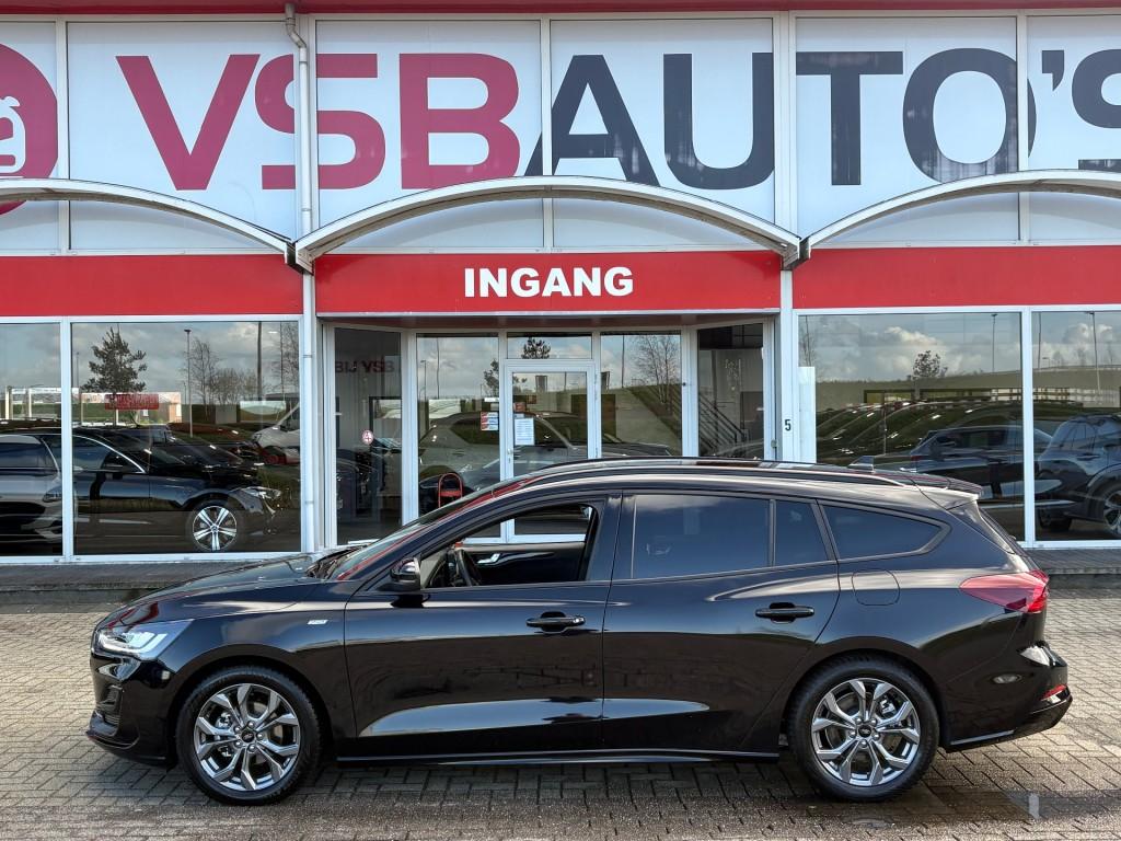 Ford FOCUS WAGON 1.0 ECOBOOST HYBRID ST-LINE 155PK AUT. NAVI, Gebruikt, Huisgarantie, Met garantie (alle), Zwart