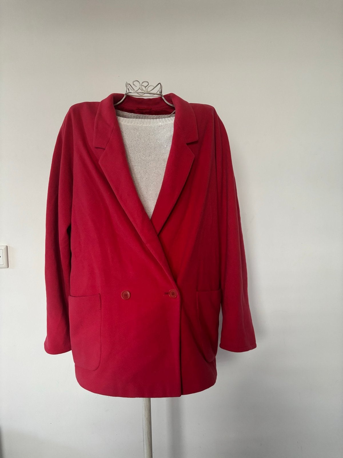 Max Mara Frambozen Rode Jas van wol Maat 42, Ophalen of Verzenden, Gedragen, Maat 42/44 (L), Rood
