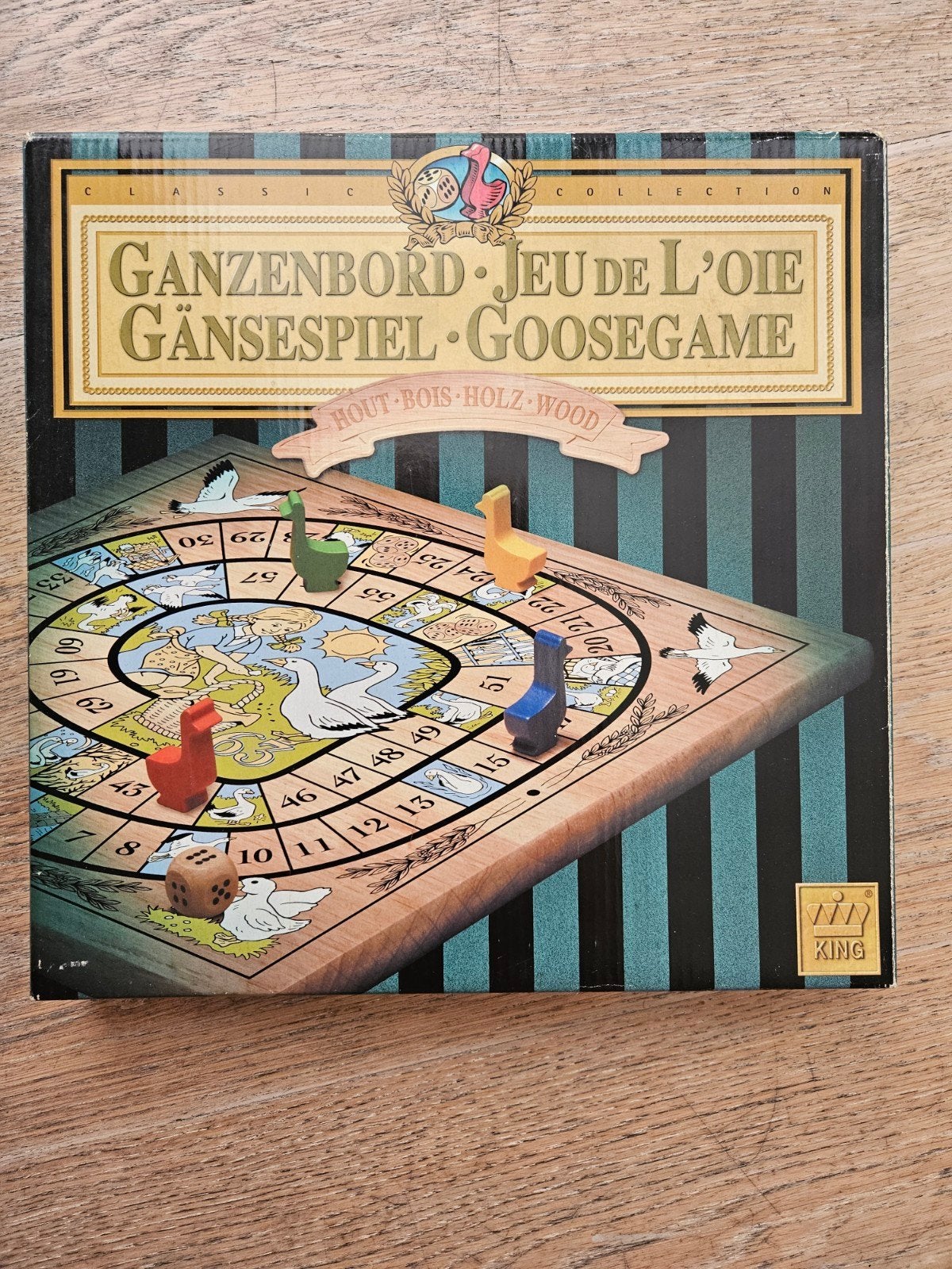 Ganzenbord - Klassieke Houten Versie, Drie of vier spelers, Ophalen of Verzenden, Gebruikt, King