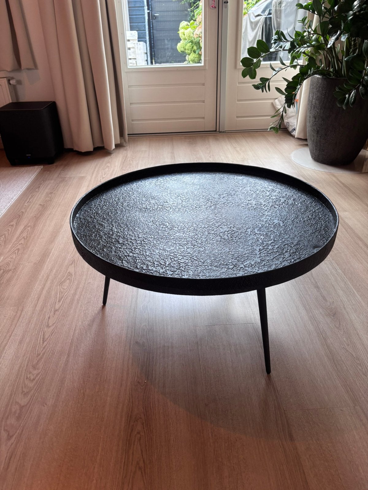 Salontafel zwart rond, Ophalen, 50 tot 100 cm, Rond, 50 tot 100 cm