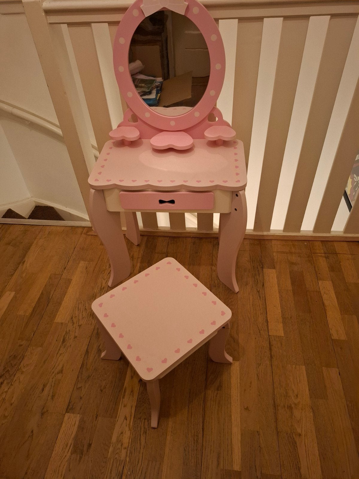 Roze kaptafel met krukje voor kinderen, Ophalen, Gebruikt, Overige typen