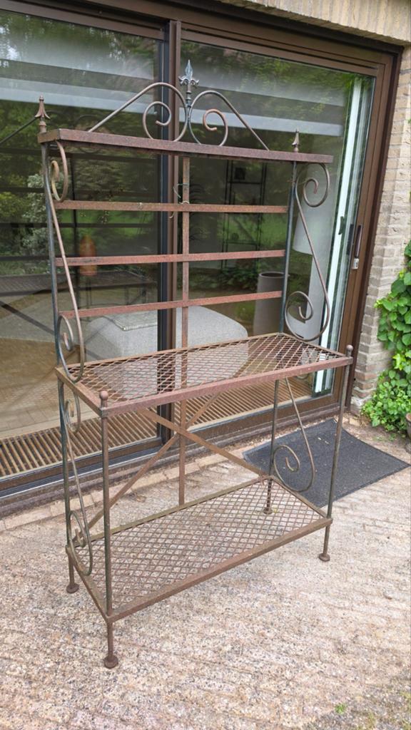 Prachtig Antiek Frans Bakkersrek / Smeedijzeren Plantenrek, Tuin en Terras, Ophalen