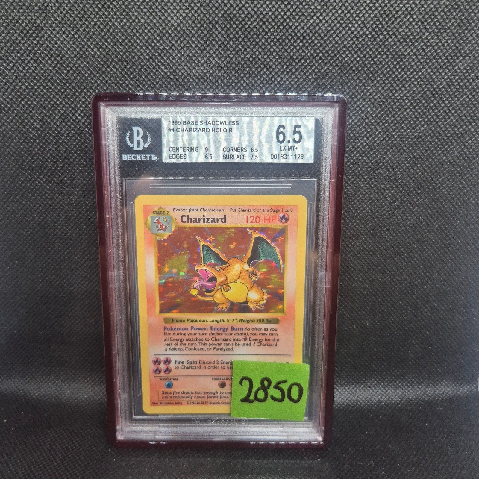 Charizard Holo Base Shadowless BGS 6.5, Ophalen of Verzenden