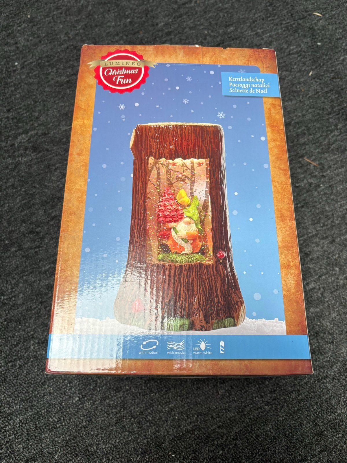Lumineo kerst decoratie kabouter met licht en geluud, Diversen, Ophalen, Zo goed als nieuw