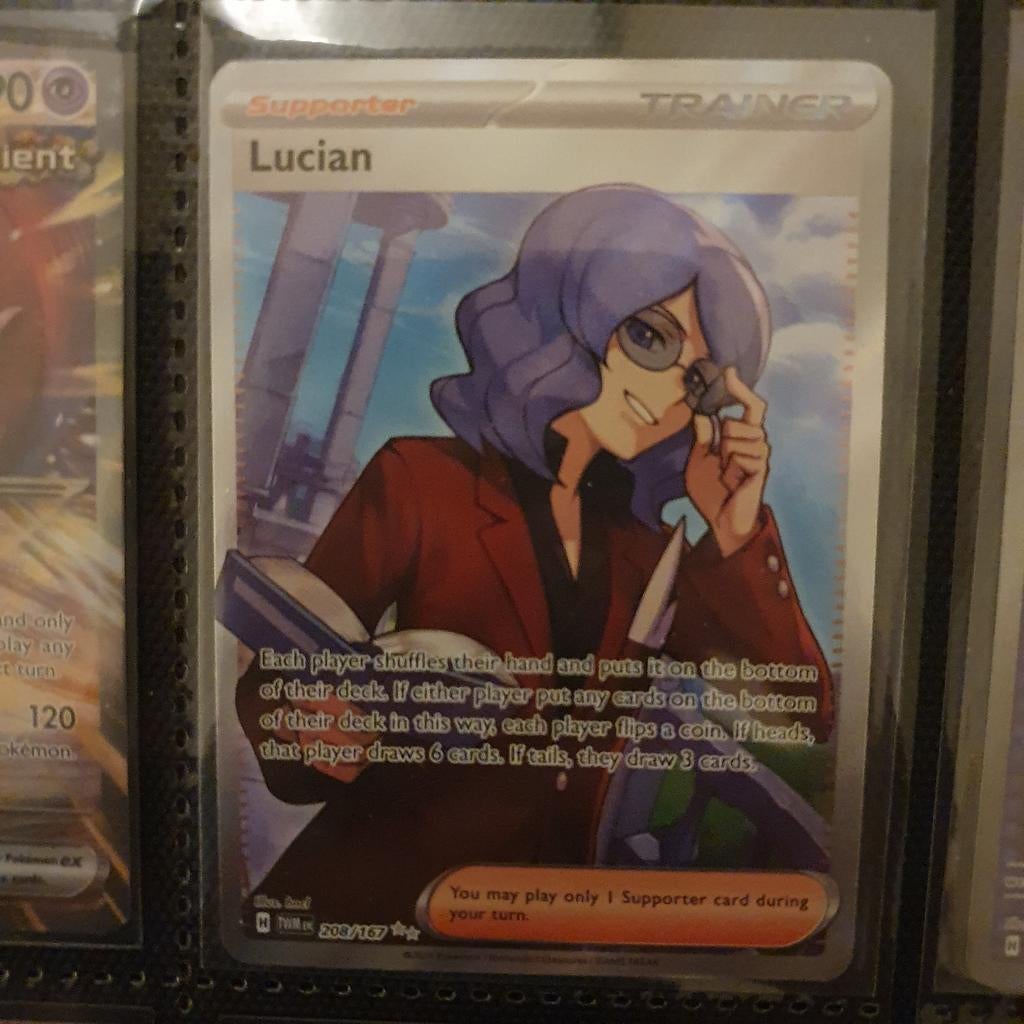 Pokemon Lucian 208/167 Twilight Masquerade, Ophalen of Verzenden, Zo goed als nieuw, Losse kaart, Foil