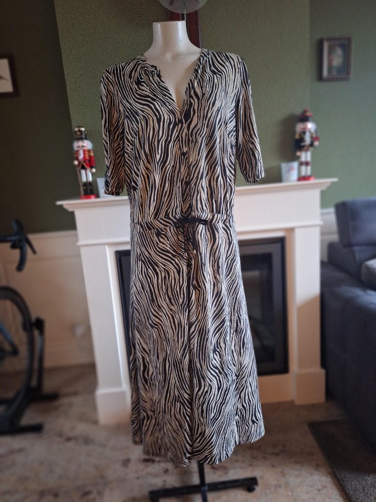 K-Design K Design zebra print jurk L, K-design, Verzenden, Zwart, Maat 42/44 (L)