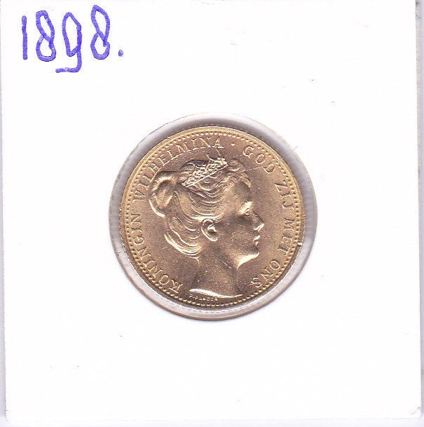 Mooi gouden tientje 1898 Kroningsjaar voor 850 euro, Koningin Wilhelmina, Losse munt, 10 gulden, Goud