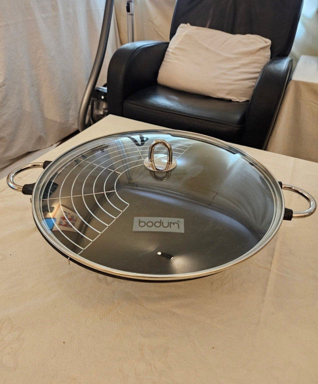 Bodum Chambord Gietijzeren Wokpan – Ø 37 cm – Compleet!, Ophalen, Zo goed als nieuw