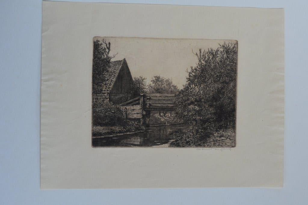 GERRIT DE JONG Mooie ETS HOUTEN LOOPBRUG Vaart en Schuur K27, Antiek en Kunst, Origineel, 19 cm, 1900 - 1949, Verzenden