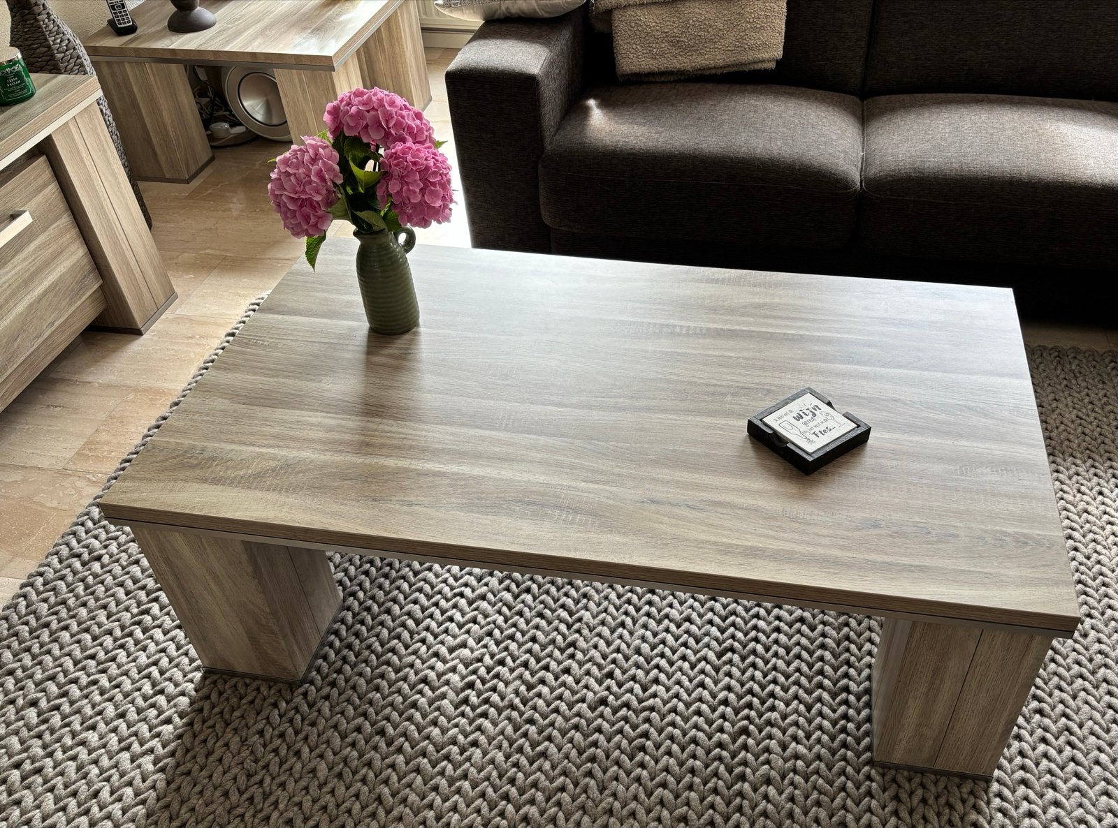 Salontafel met geborsteld aluminium rand, 100 tot 150 cm, 50 tot 100 cm, Zo goed als nieuw, Ophalen