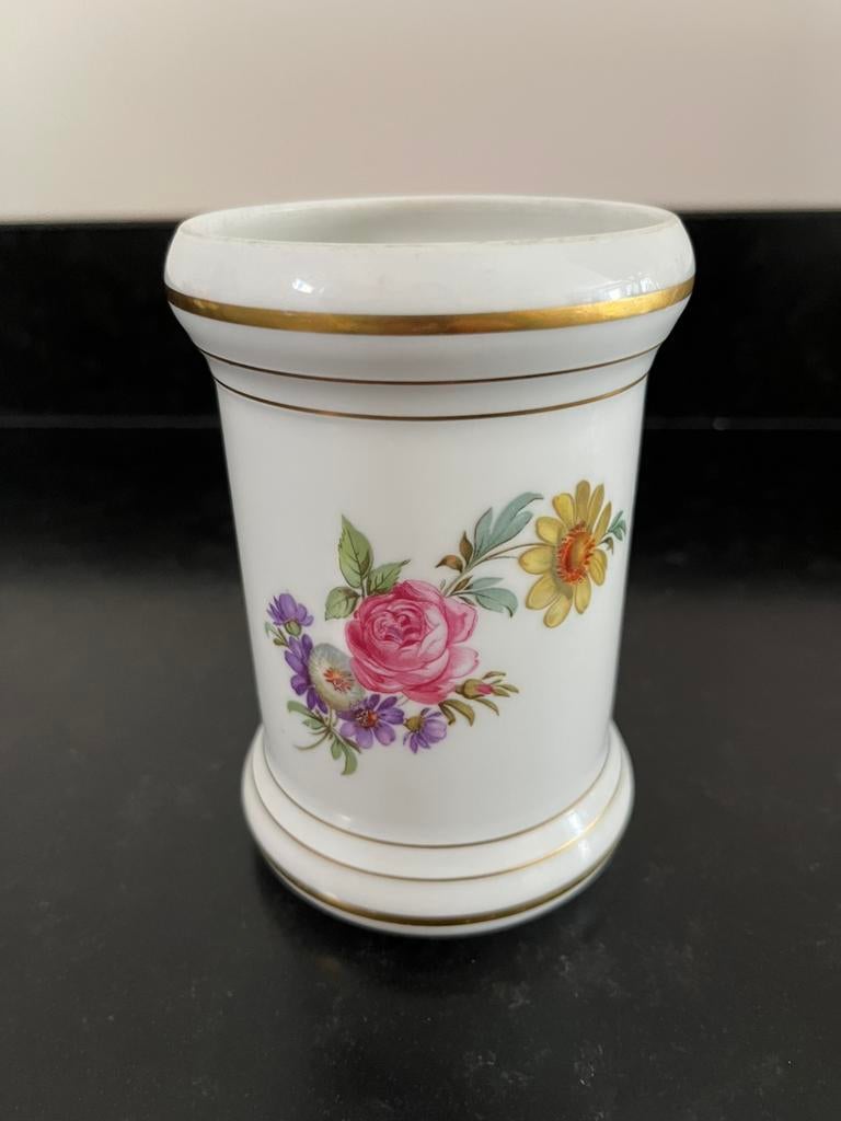Mooi antiek lepelvaasje met bloemen en gouden rand, Antiek en Kunst, Ophalen