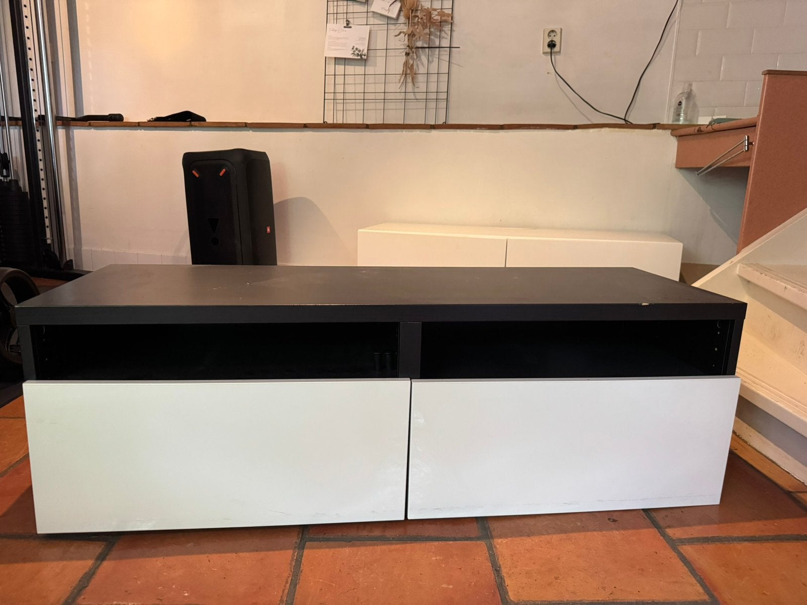 IKEA BESTÅ tv-meubel zwart/wit, Ophalen, Gebruikt