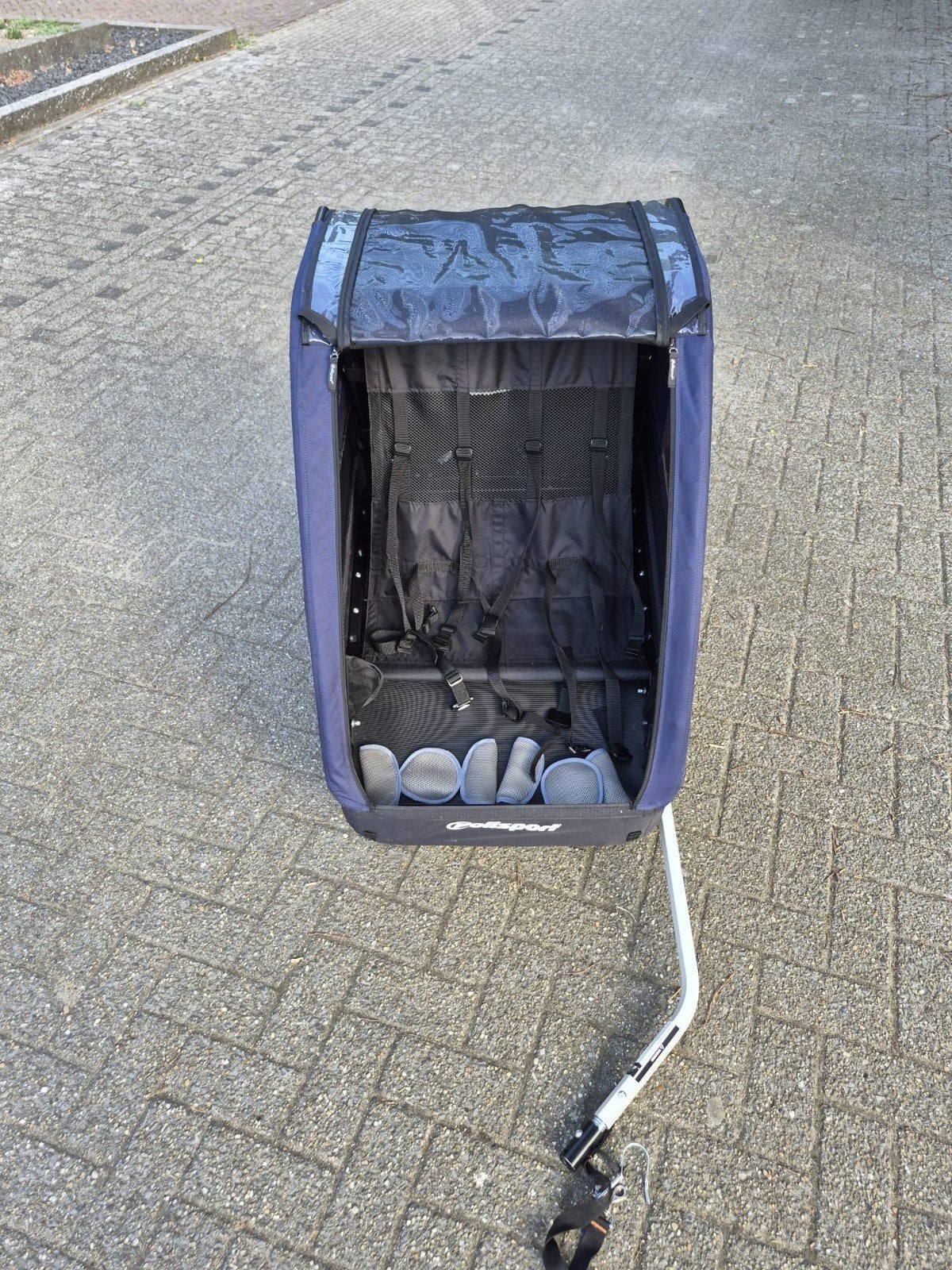 fietskar voor 2 kinderen - Grijs/Blauw polisport, Ophalen