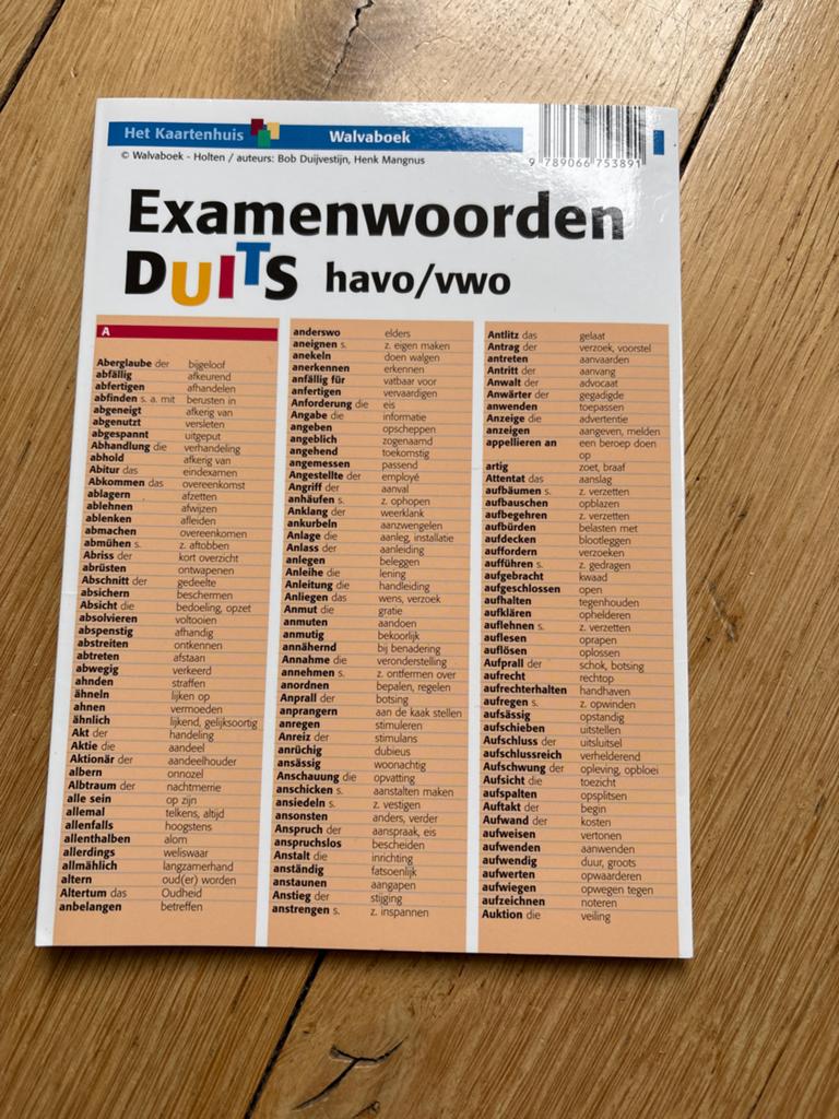 Examenwoorden Duits havo/vwo - Walvaboek, Ophalen of Verzenden, Alpha, Zo goed als nieuw, HBO