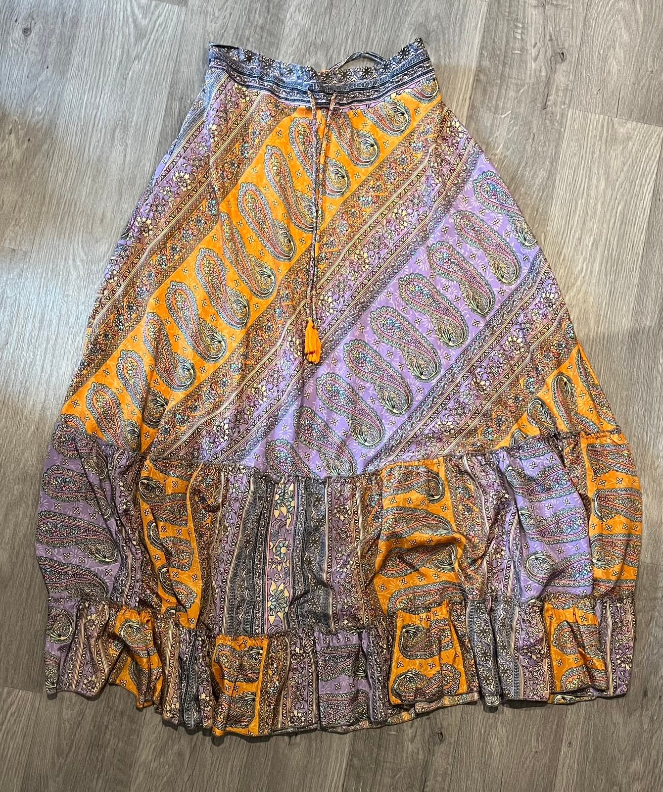 Satijnen paars/oranje bohemiam rok, Kleding | Dames, Rokken, Oranje, Ophalen of Verzenden, Zo goed als nieuw, Maat 36 (S)