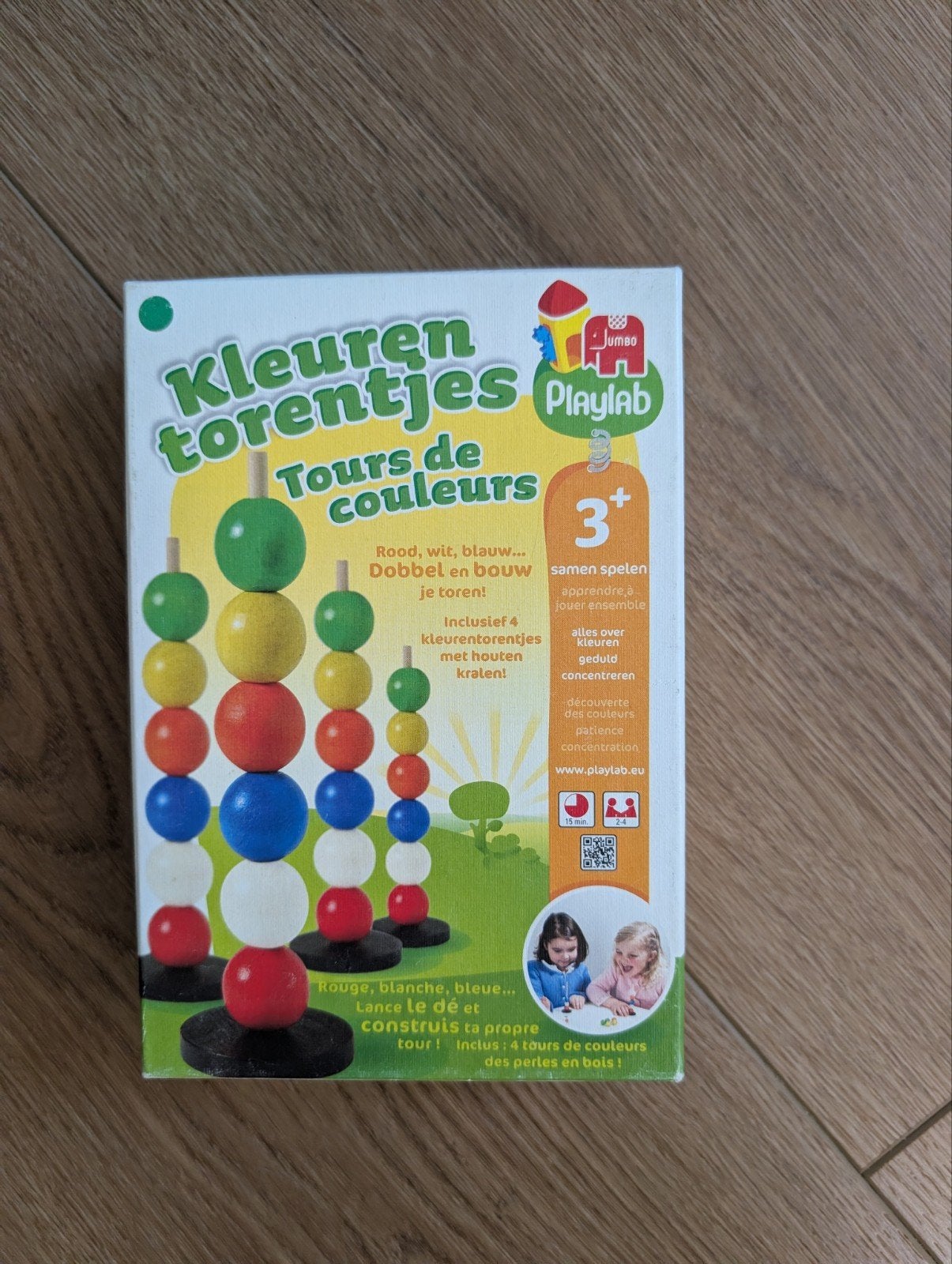 Jumbo Playlab Kleurentorentjes - Houten Kralen Spel, Ophalen of Verzenden, Zo goed als nieuw, Bouwen