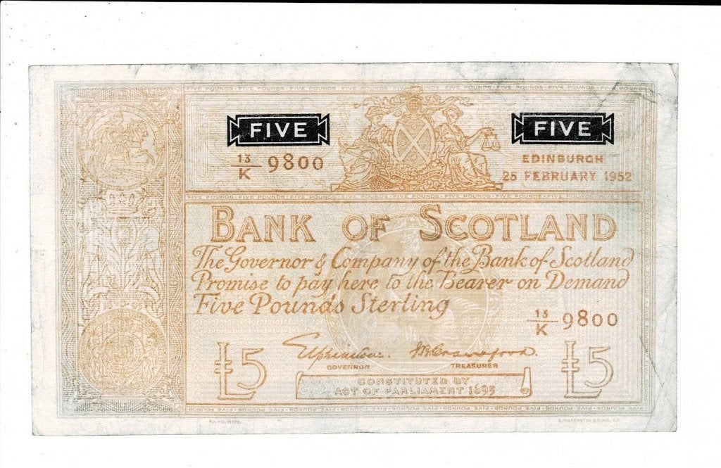 Schotland, 5 pounds 1952, Verzenden, Overige landen